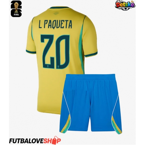 Dres Brazília Lucas Paqueta #20 Domáci pre deti MS 2026 Krátky Rukáv (+ trenírky)